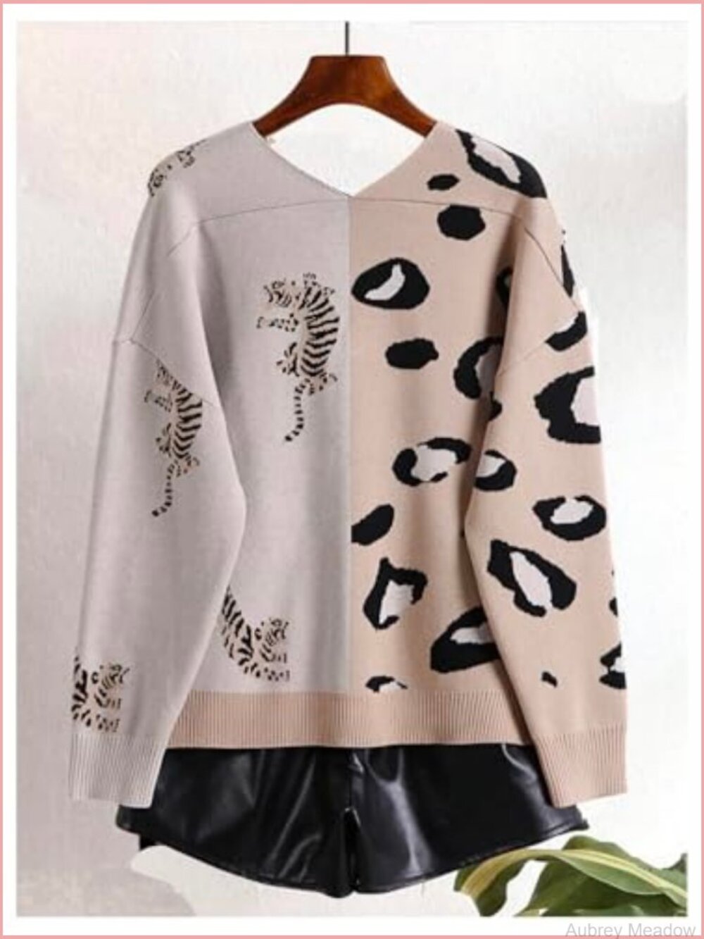 Vintage Leopard Print Button Down Cardigan Sweater Chunky Knit - Picture 3 of 7